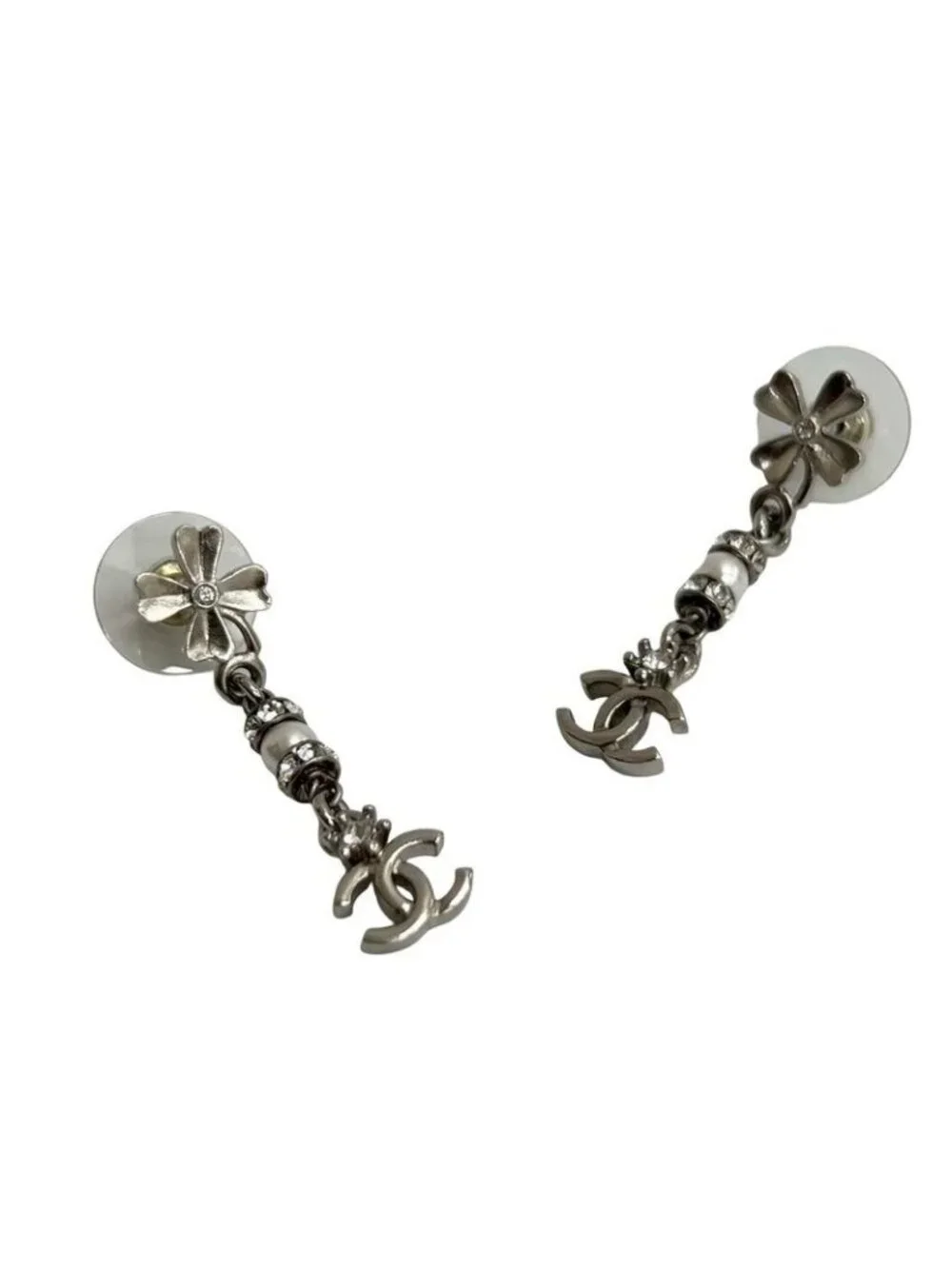 Chanel Coco Mark Clover Motif Metal Rhinestone Faux 23FP